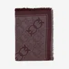 Pinko Viscose Blend Scarf With Love Birds Motif In Burgundy
