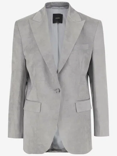 Pinko Viscose Blend Single-breasted Blazer In Grey