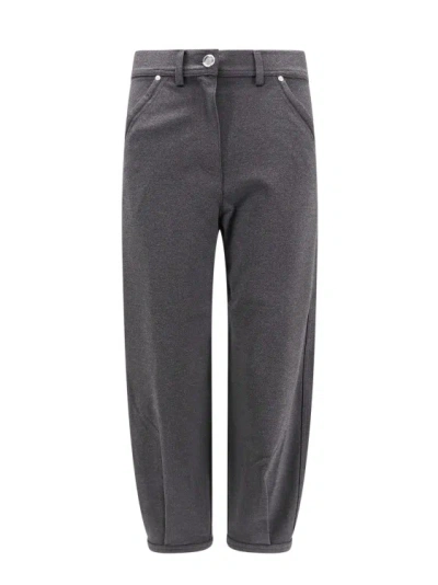 Pinko Tapered Cropped Jersey Trousers In Grey