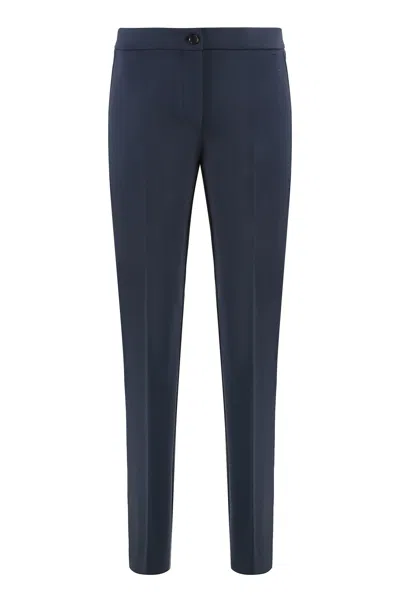 Pinko Viscose Blend Tailored Trousers Belt Loops In Blue