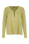 Pinko Viscose Blouse With Button And Tie Accents In Green