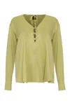 Pinko Viscose Blouse With Button And Tie Accents In Green