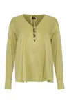 Pinko Viscose Blouse With Button And Tie Accents In Green