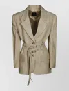 Pinko Emozioni Oversized Canvas Blazer Jacket With Belt