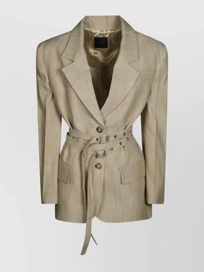 PINKO VISCOSE CANVAS JACKET BELTED POCKETS