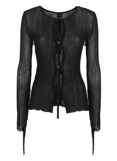 Pinko Zelig Fringed Cardigan In Black