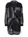 Pinko Viscose Dress With Bandana Print In Black