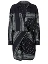 Pinko Viscose Dress With Bandana Print In Black