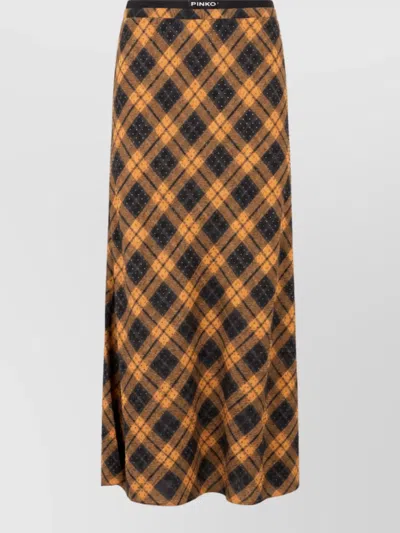 Pinko Viscose Midi A-line Skirt In Brown