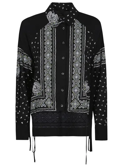 PINKO VISCOSE PAJAMA-STYLE SHIRT WITH CASHMERE DESIGN