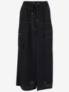 Pinko Solid Color Gulp Cargo Skirt With Frontal Split And Visible