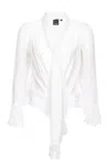 Pinko Viscose Top With Tie Neck Detail And Flared Sleeves