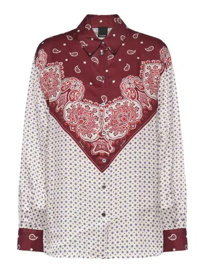 Pinko Viscose Twill Shirt With Print In Multi