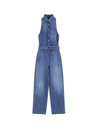 Pinko Visione Light Denim Jumpsuit In Multi