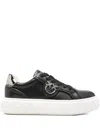 Pinko Vitello And Polyurethane Sneakers In Black