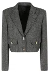 Pinko Short Jacket With Geometric Mirror-finish Buttons In Nero Bianco