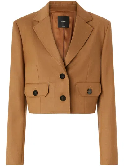 Pinko Vivona Short Beige Single-breasted Blazer