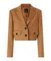 Pinko Vivona Short Beige Single-breasted Blazer In Brown