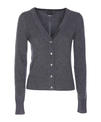 Pinko V-neck Button-up Cardigan In Gray