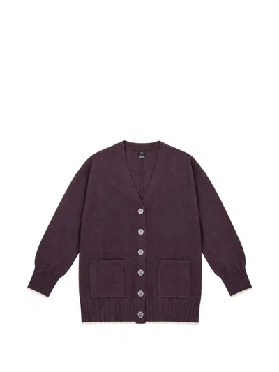 Pinko V-neck Button-up Cardigan In Purple