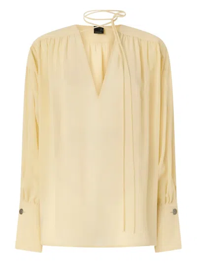 Pinko V-neck Cuffed Blouse In Neutral