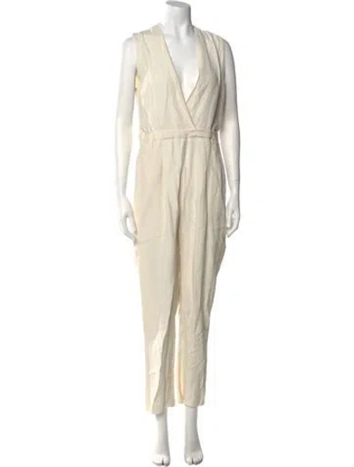 Pre-owned Pinko V-neck Jumpsuit In Neutral