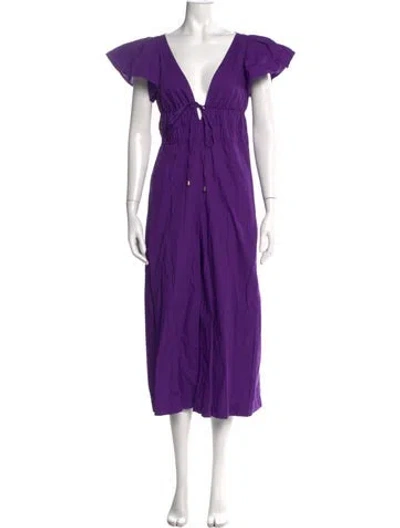 Pre-owned Pinko V-neck Jumpsuit In Purple