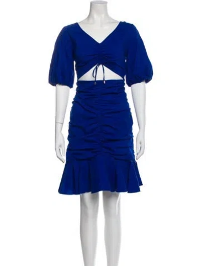 Pre-owned Pinko V-neck Knee-length Dress In Blue