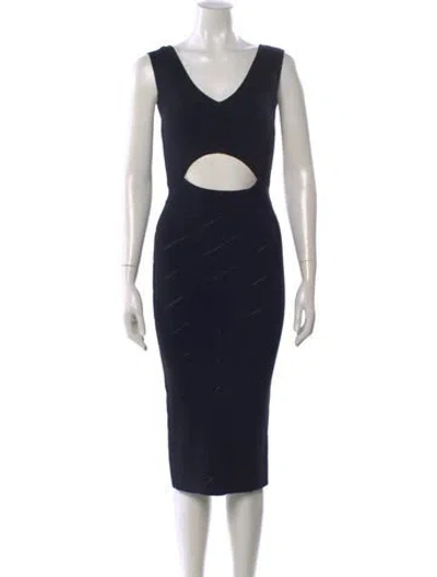 Pre-owned Pinko V-neck Knee-length Dress W/ Tags In Black