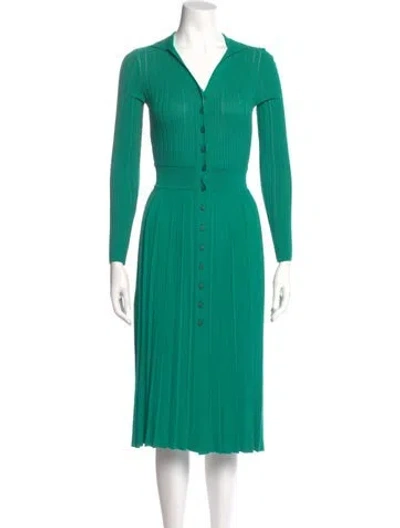 Pre-owned Pinko V-neck Knee-length Dress W/ Tags In Green