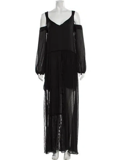 Pre-owned Pinko V-neck Long Dress In Black