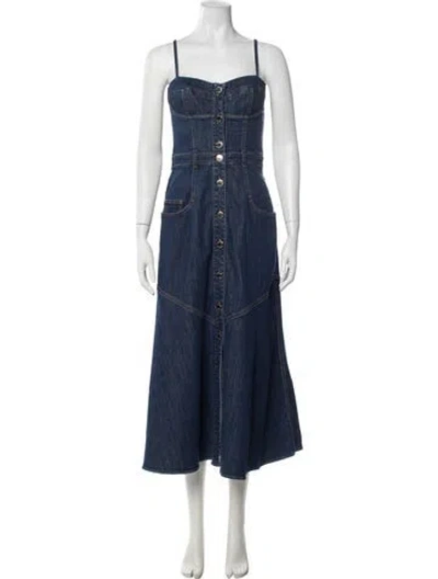 Pre-owned Pinko V-neck Long Dress In Blue