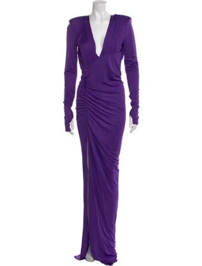 Pre-owned Pinko V-neck Long Dress In Purple