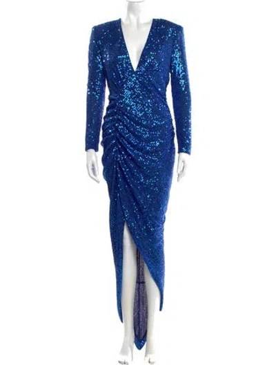 Pre-owned Pinko V-neck Long Dress W/ Tags In Blue