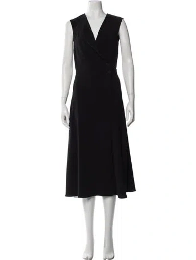 Pre-owned Pinko V-neck Long Dress W/ Tags In Gray