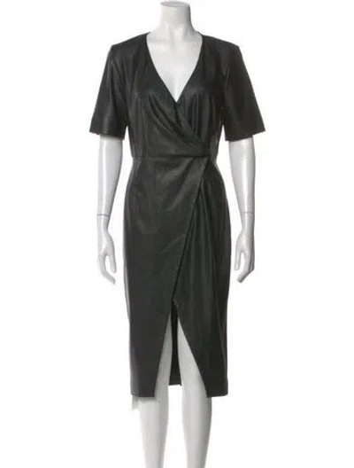 Pre-owned Pinko V-neck Midi Length Dress In Black