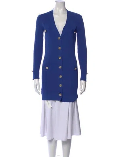Pre-owned Pinko V-neck Midi Length Dress In Blue