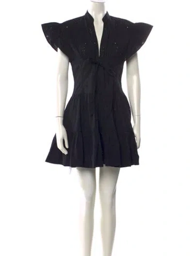 Pre-owned Pinko V-neck Mini Dress In Black