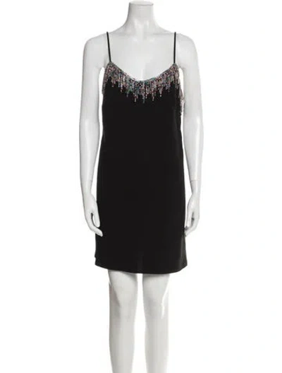 Pre-owned Pinko V-neck Mini Dress In Black