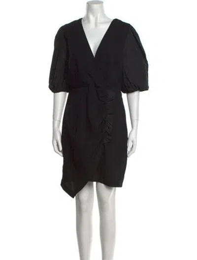 Pre-owned Pinko V-neck Mini Dress In Black