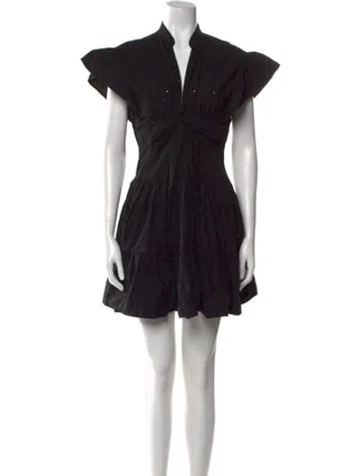 Pre-owned Pinko V-neck Mini Dress In Black