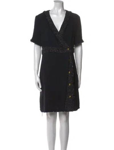 Pre-owned Pinko V-neck Mini Dress In Black