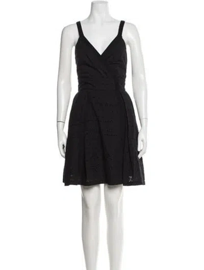 Pre-owned Pinko V-neck Mini Dress In Black