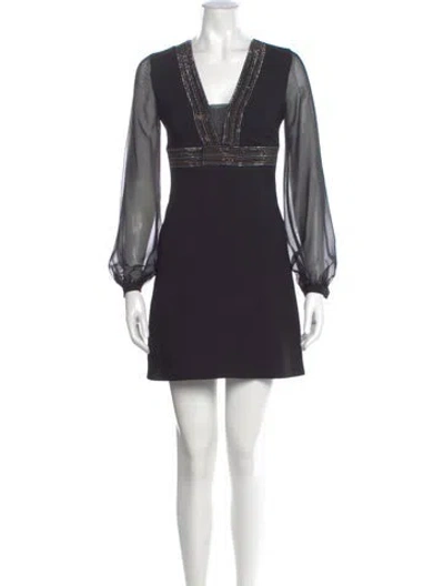 Pre-owned Pinko V-neck Mini Dress In Black