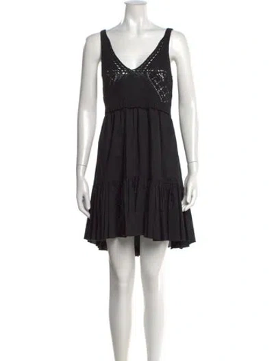 Pre-owned Pinko V-neck Mini Dress In Black