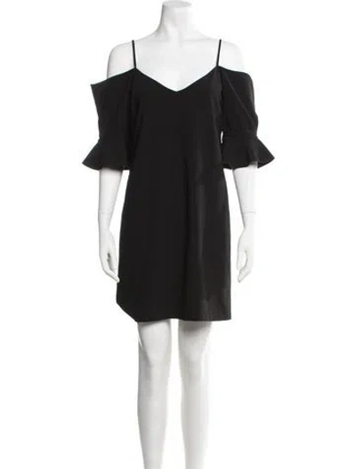 Pre-owned Pinko V-neck Mini Dress In Black