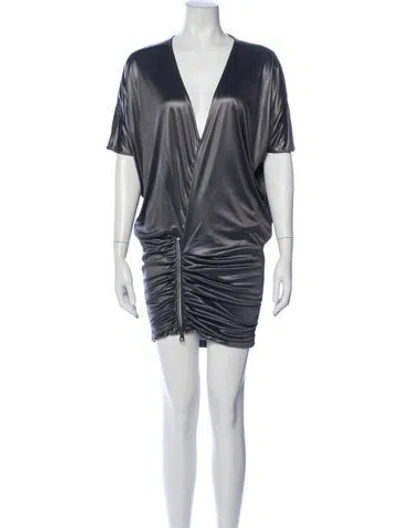 Pre-owned Pinko V-neck Mini Dress In Blue