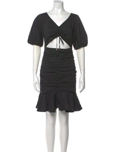 Pre-owned Pinko V-neck Mini Dress In Gray