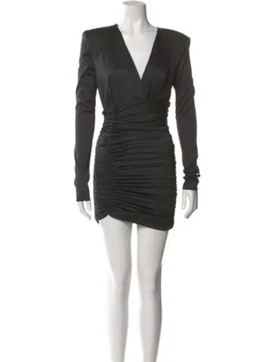 Pre-owned Pinko V-neck Mini Dress In Gray
