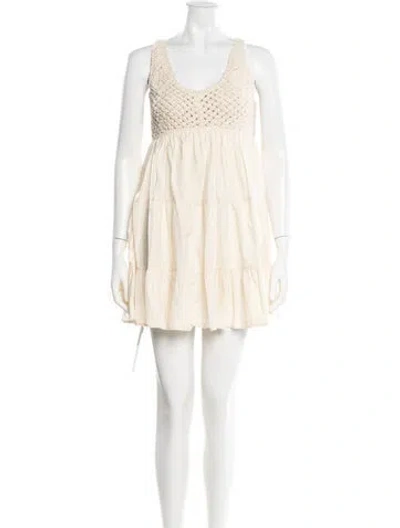 Pre-owned Pinko V-neck Mini Dress In Neutral